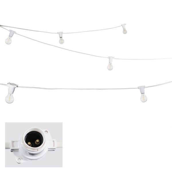 50m BC Heavy Duty White Rubber Festoon, 0.5m Spacing with 16A Plug and Socket